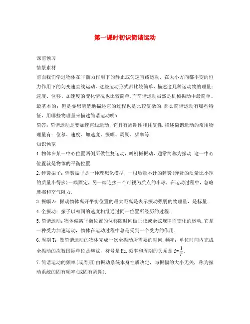 高中物理 第1章 机械振动 第一节 初识简谐运动素材 粤教版选修3-4