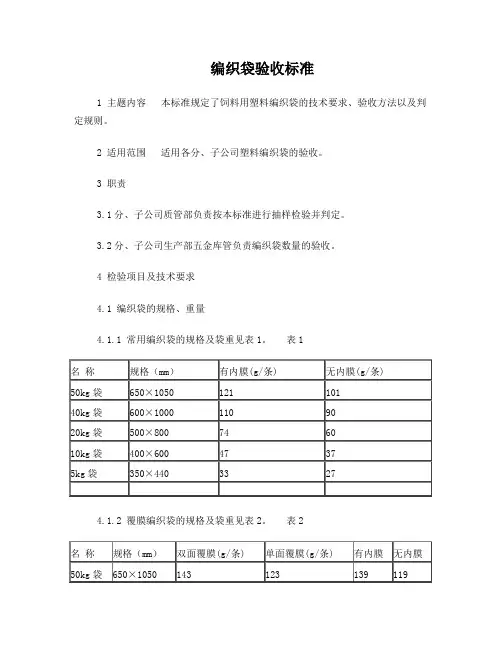 编织袋验收标准