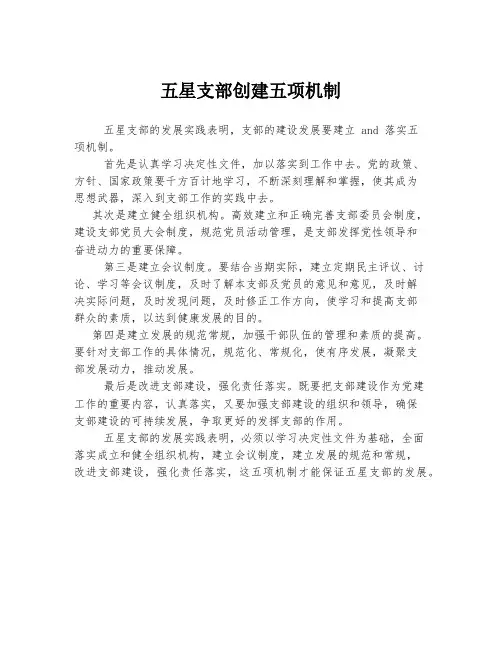 五星支部创建五项机制