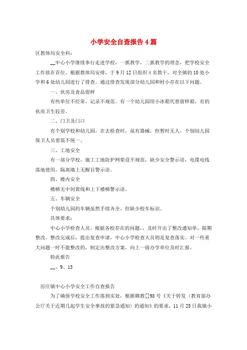 小学安全自查报告4篇