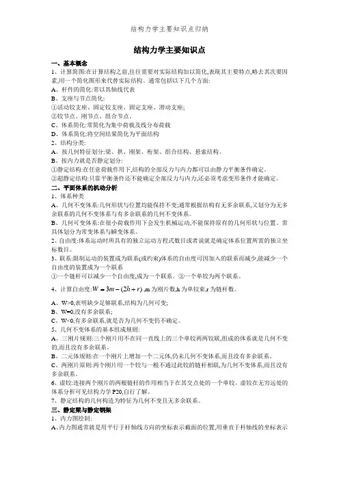 结构力学主要知识点归纳