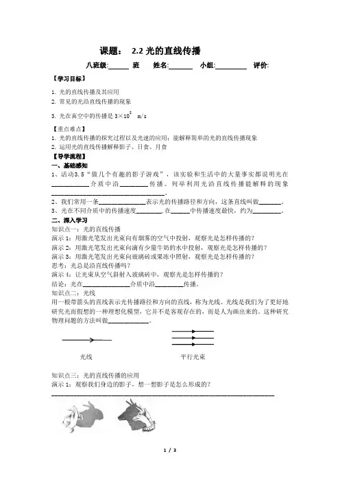 导学案：2.2光的直线传播 (2)