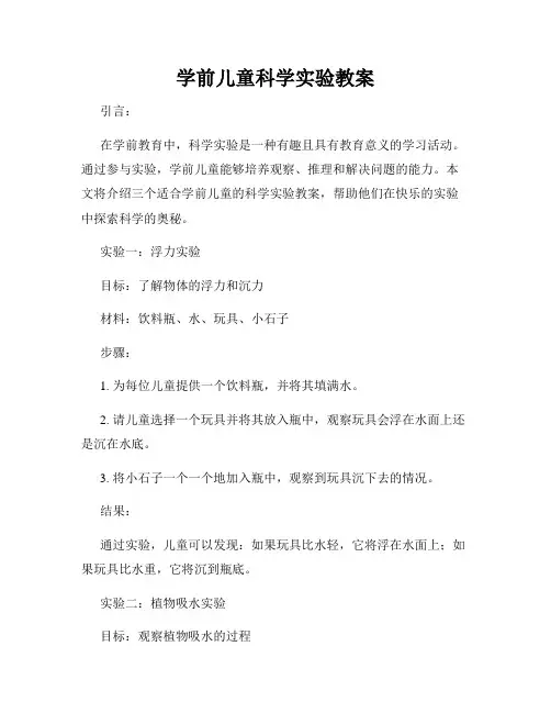 学前儿童科学实验教案