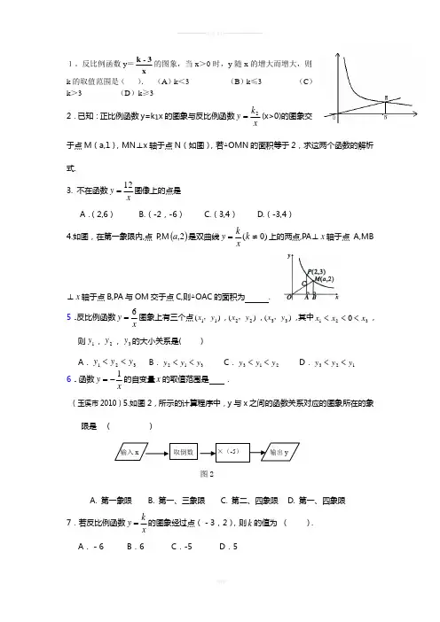 反比例函数-中考题目汇总