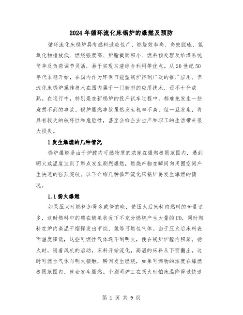 2024年循环流化床锅炉的爆燃及预防（三篇）