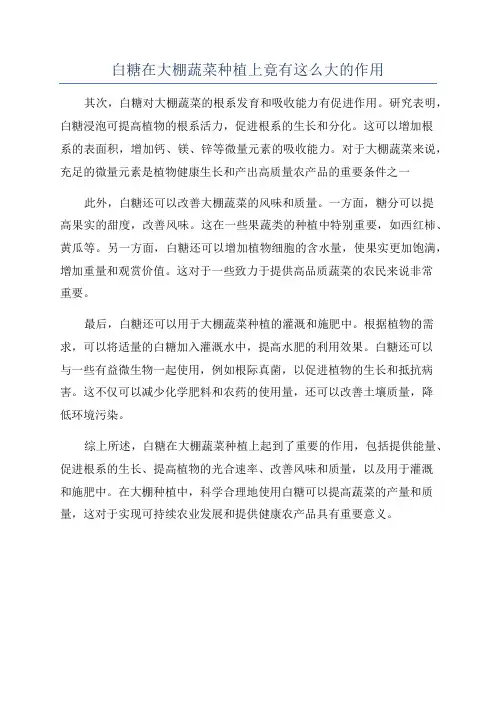 白糖在大棚蔬菜种植上竟有这么大的作用