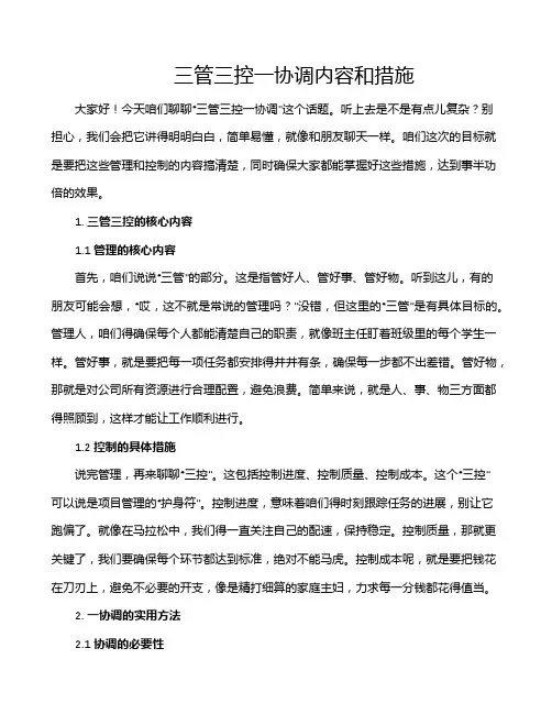 三管三控一协调内容和措施