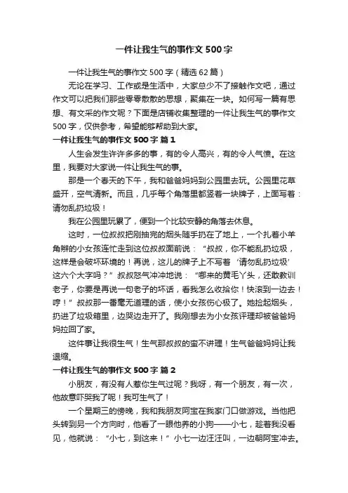 一件让我生气的事作文500字