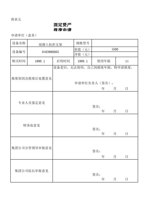 固定资产报废审批表