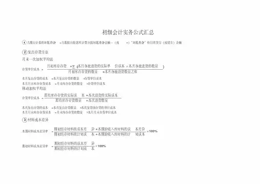 初级会计实务必记公式汇总