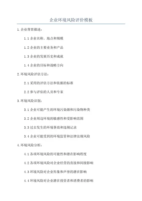 企业环境风险评价模板