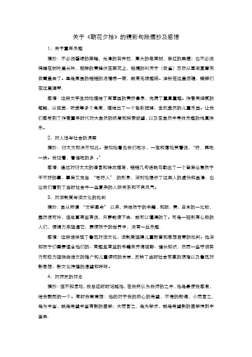 朝花夕拾精彩句段摘抄加感悟