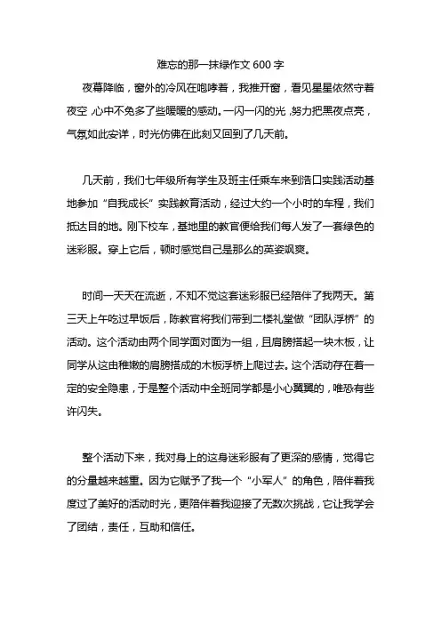 难忘的那一抹绿作文600字