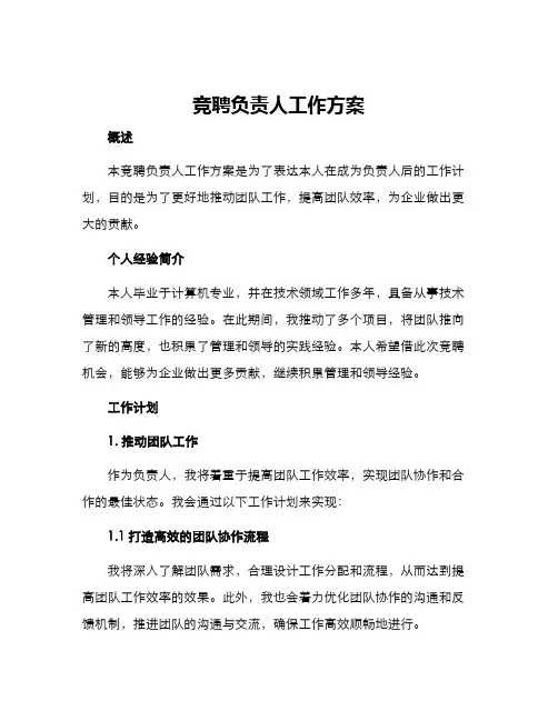 竞聘负责人工作方案