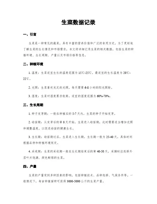 生菜数据记录