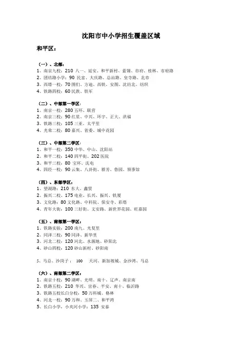 各区中小学招生覆盖区域