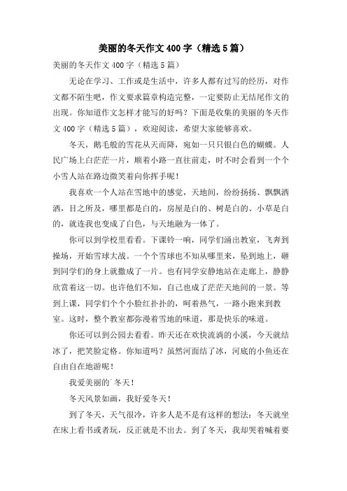 美丽的冬天作文400字(5篇)
