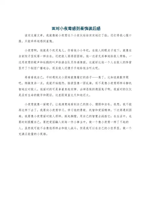 面对小夜莺感到羞愧读后感