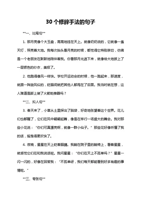30个修辞手法的句子