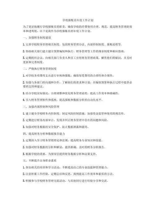 学校报账员年度工作计划