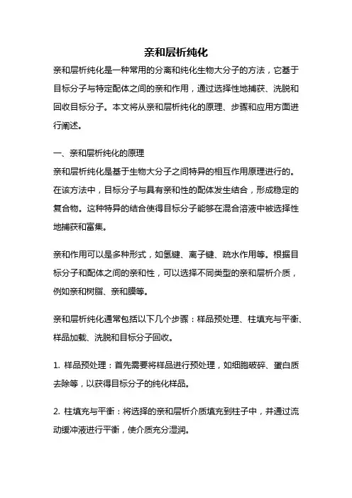 亲和层析纯化