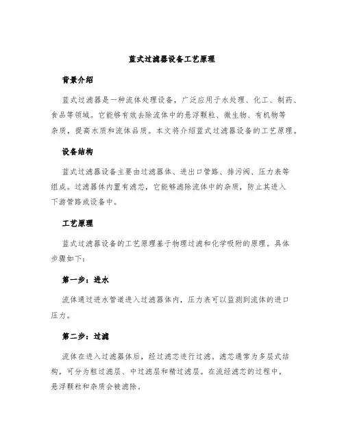 蓝式过滤器设备工艺原理