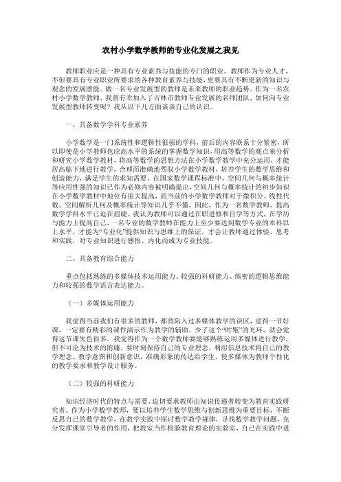 农村小学数学教师的专业化发展之我见