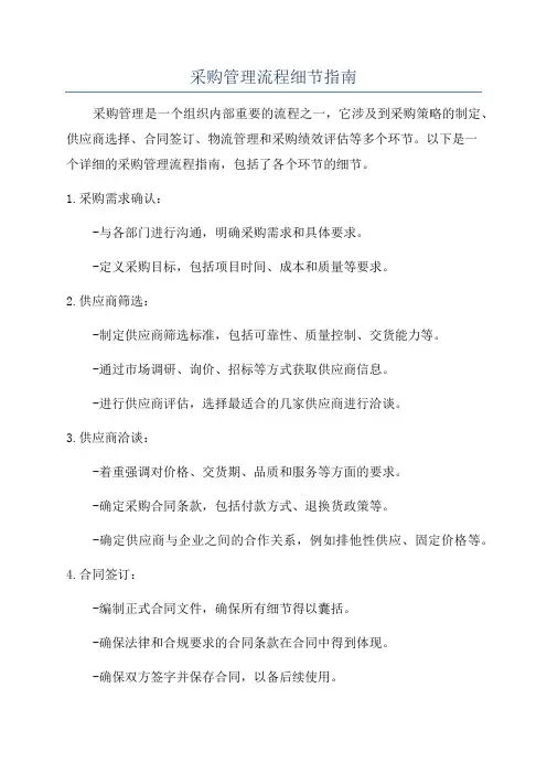采购管理流程细节指南
