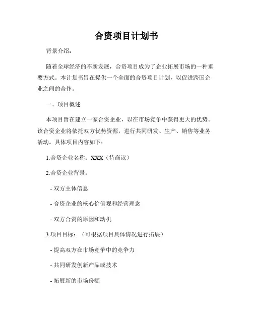 合资项目计划书