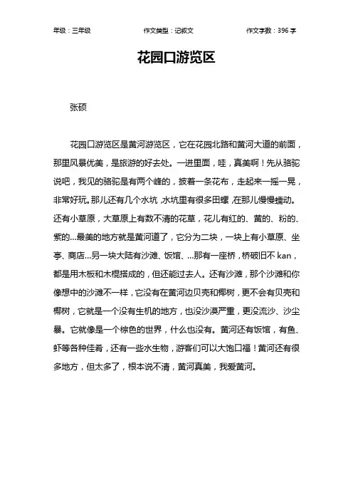 花园口游览区作文【小学三年级400字】