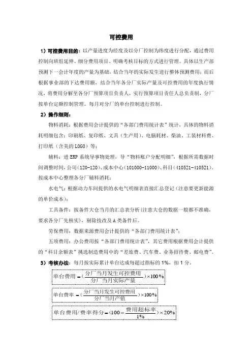 可控费用分解明细及管理方法