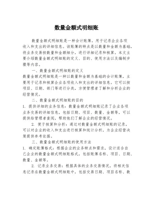 数量金额式明细账