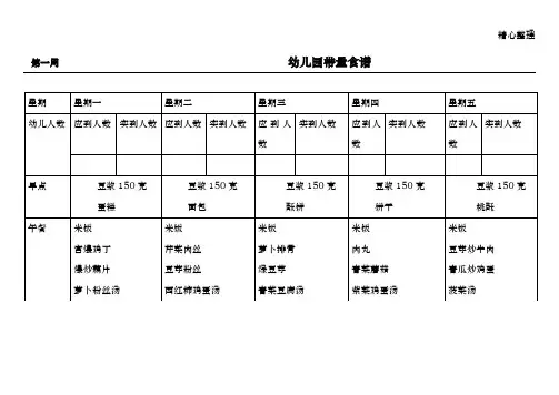 幼儿园带量食谱