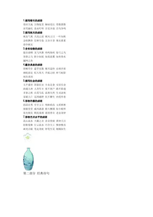 部编版小学语文一至六年级必背《日积月累》归类汇总