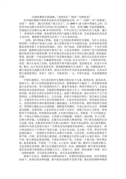 冷战时期的中国战略(政治论文)