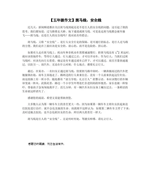 【五年级作文】斑马线,安全线