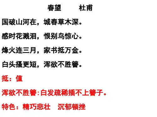 《春望》理解性默写