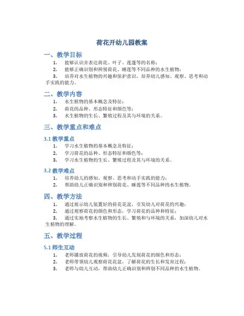 荷花开幼儿园教案