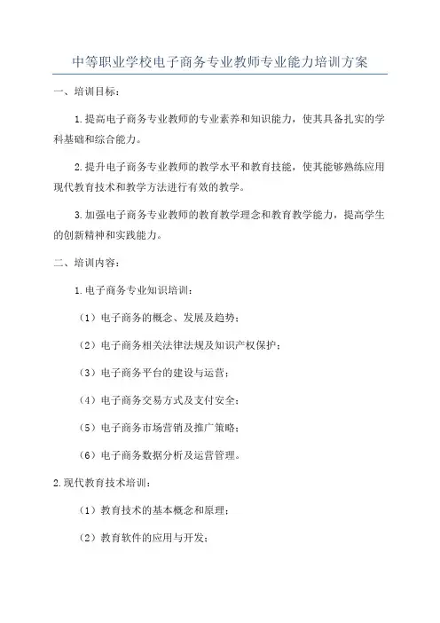 中等职业学校电子商务专业教师专业能力培训方案