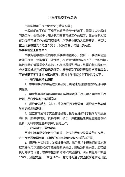 小学实验室工作总结范文（精选5篇）