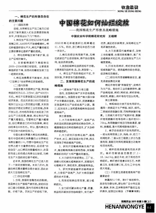 中国棉花如何灿烂绽放——我国棉花生产形势及战略措施