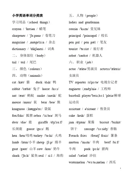 小学英语单词大全(带音标)