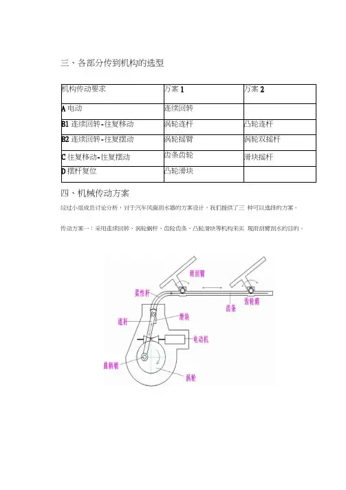 汽车风窗刮水器的方案设计