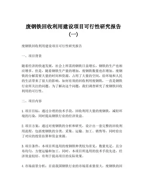 废钢铁回收利用建设项目可行性研究报告 (一)
