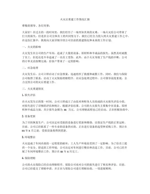 火灾后重建工作情况汇报