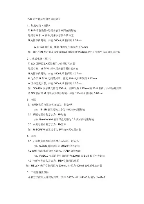 PCB元件及封装库命名规则