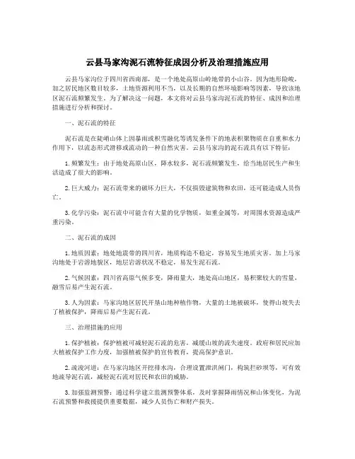 云县马家沟泥石流特征成因分析及治理措施应用