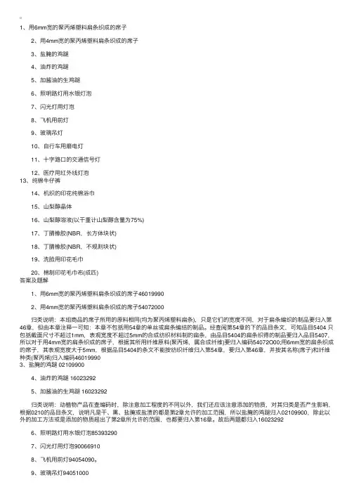2009年报关员考试商品编码课堂习题及答案（14）