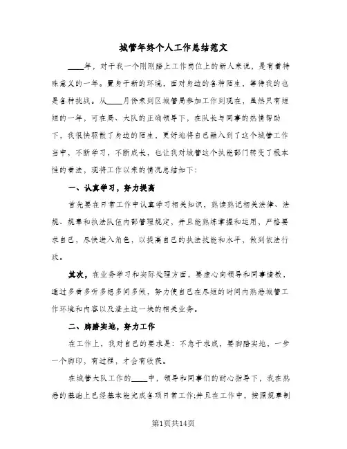 2023年城管年终个人工作总结范文(5篇)