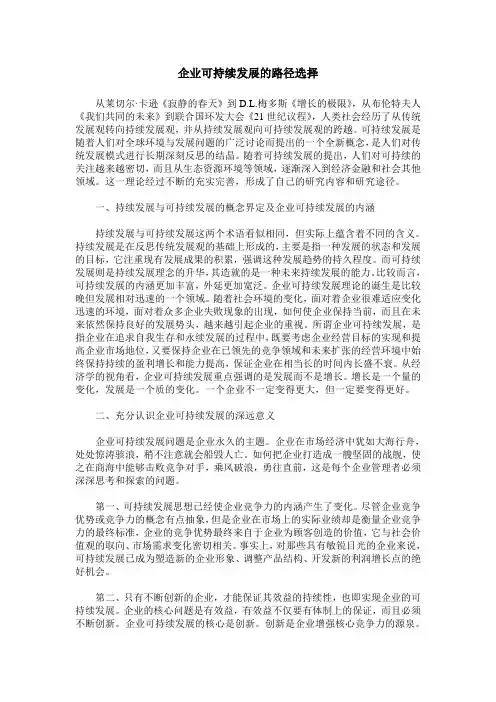 企业可持续发展的路径选择